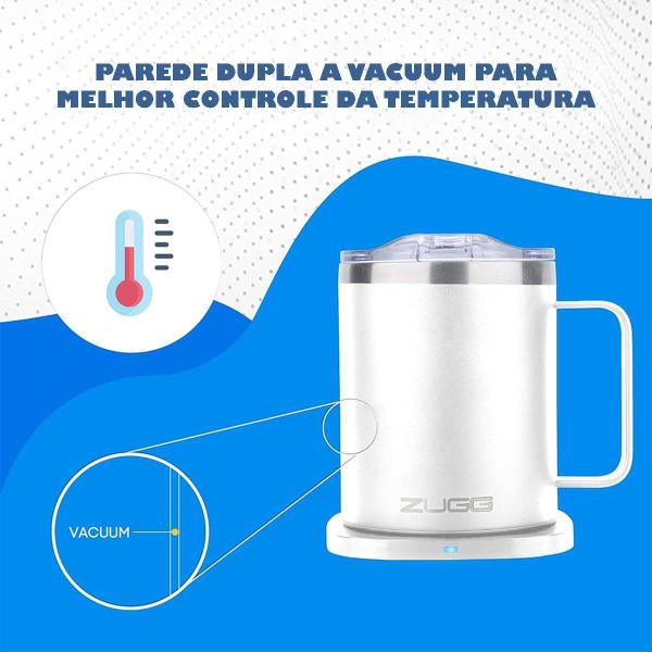 Imagem de Caneca Térmica Carregador Indução Branco 300ml - Zugg