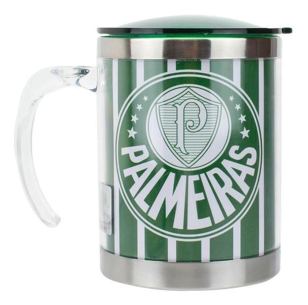 Imagem de Caneca Térmica Com Tampa 450Ml Listrada - Palmeiras