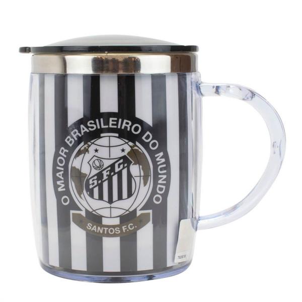 Imagem de Caneca Térmica Com Tampa 450ml Santos Listrada