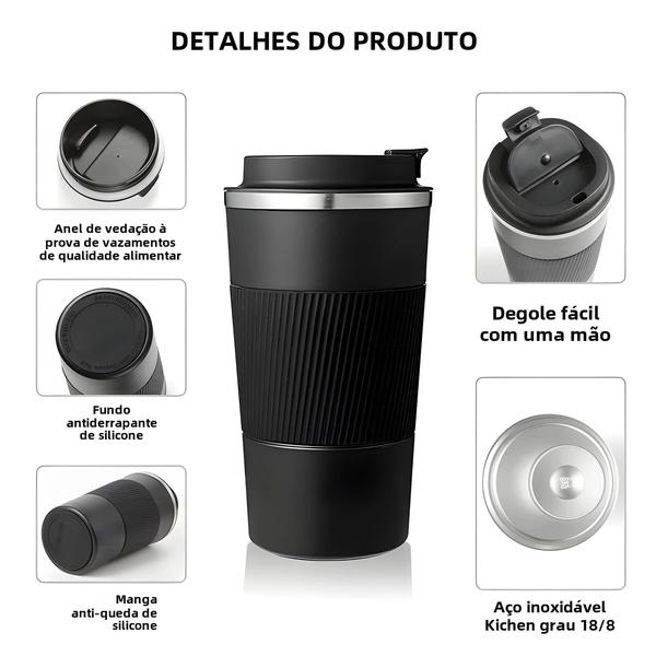 Imagem de Caneca Térmica de Aço Inoxidável com Alta Capacidade (380ml/510ml)