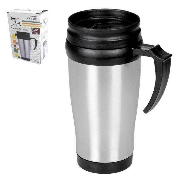 Imagem de Caneca Térmica Inox Para Tampa E Alça Colorida 500Ml