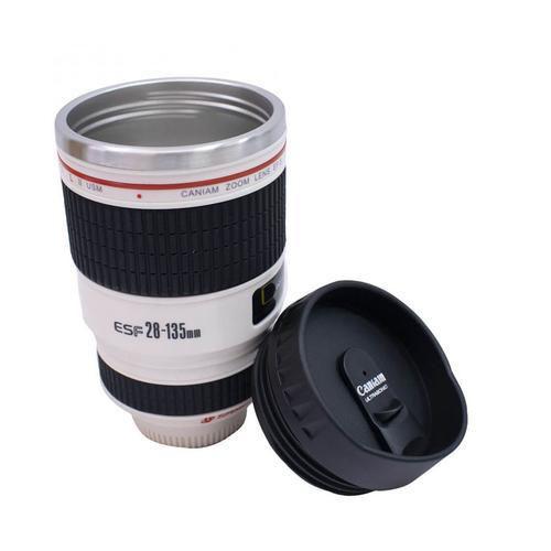 Imagem de Caneca Térmica Lente Câmera Fotográfica Tampa 450Ml - Branca