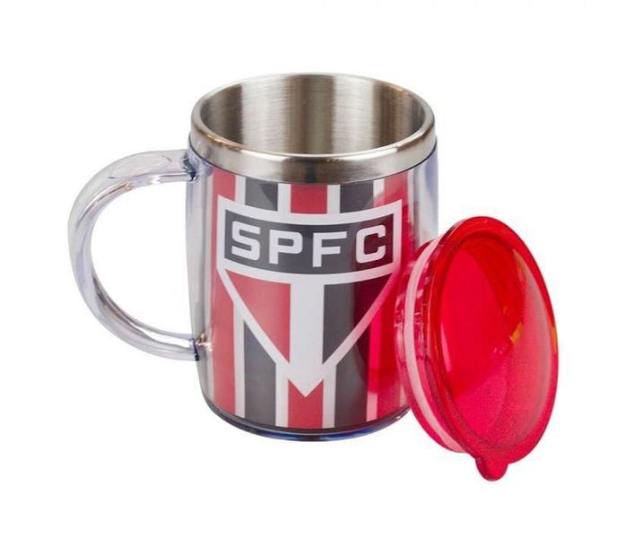 Imagem de Caneca Térmica Listrada Com Tampa São Paulo 450ml