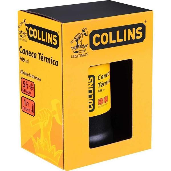 Imagem de Caneca Térmica Para Cerveja Collins Aço Inox 709Ml Preto