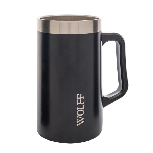 Imagem de Caneca Térmica Para Cerveja De Aço Inox Preta 500Ml - Wolff