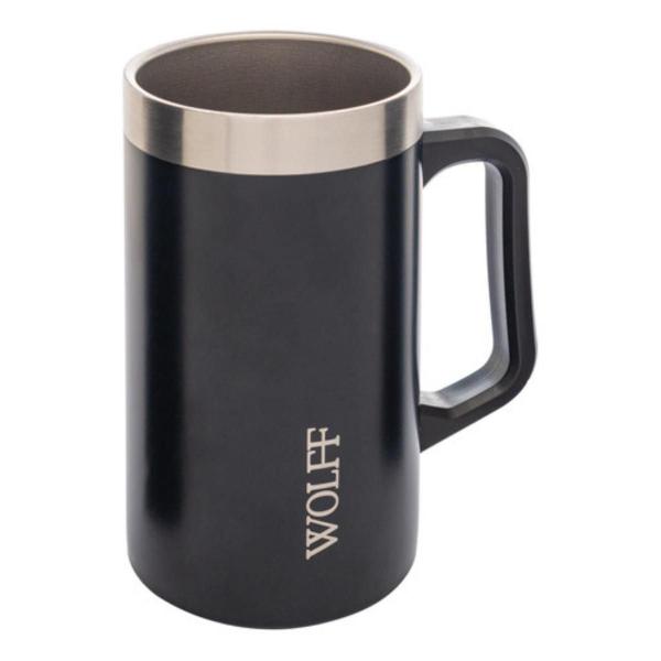 Imagem de Caneca Térmica Para Cerveja Em Aço Inox Preta Wolff 500ml