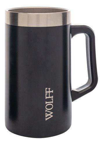 Imagem de Caneca Térmica Para Cerveja Em Aço Inox Preta Wolff 500ml