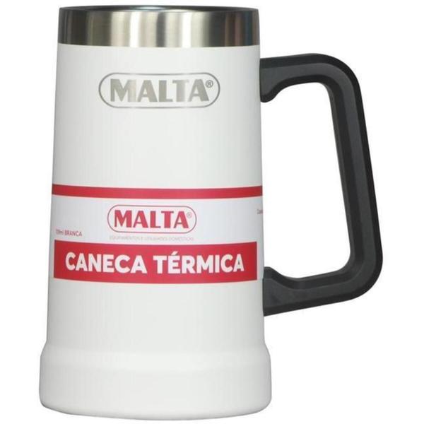 Imagem de Caneca Térmica Para Cerveja Malta Parede Dupla 709Ml Branco