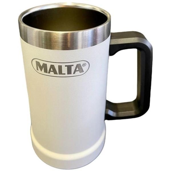 Imagem de Caneca Térmica Para Cerveja Malta Parede Dupla 709Ml Branco