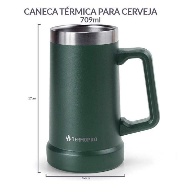 Imagem de Caneca Térmica para Cerveja Verde 709 Ml Termopro