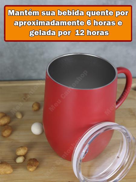 Imagem de Caneca Térmica Parede Dupla Em Aço Inox Vermelho Com Tampa 350ml Anti Vazamento bebidas geladas chopp café agua