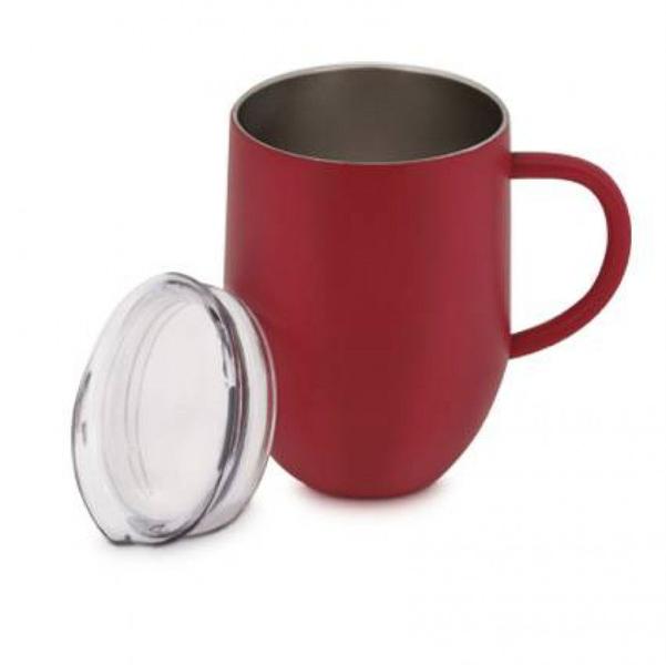 Imagem de Caneca Térmica Parede Dupla Inox Vermelha com Tampa 350 ml