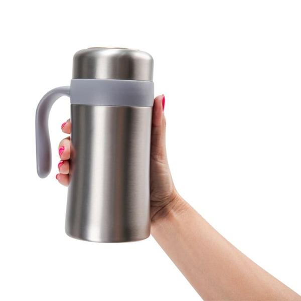 Imagem de Caneca Térmica Prata de Inox Com Infusor 600ml - Sem Resina