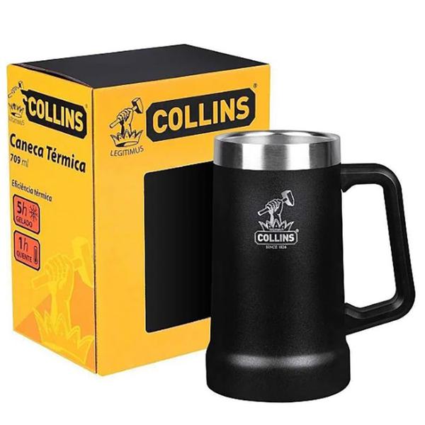 Imagem de Caneca termica preta 709ml collins   