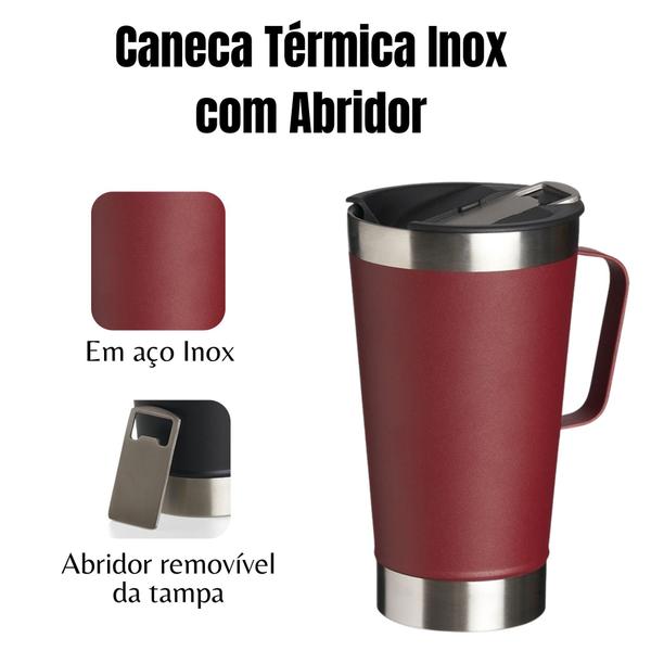 Imagem de Caneca Termica Resistente Para Cerveja De Aço Inox 500 Ml