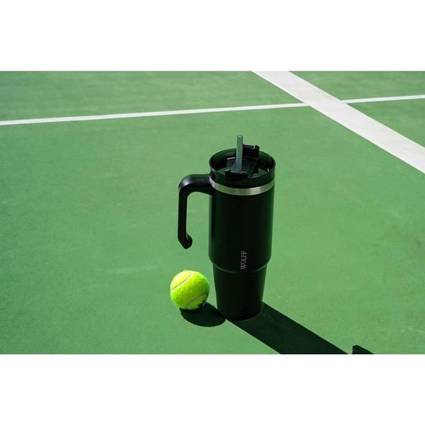 Imagem de Caneca Térmica Wolff Parede Dp C/ Base e Canudo Preta 890ml