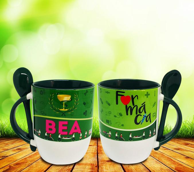 Caneca Verde Escuro Personalizado Carreira Farmácia - GMH Prod. Serv. e Repr. Imagem de Caneca Verde Escuro Personalizado Carreira Farmácia