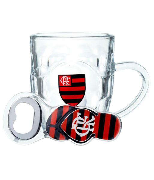 Imagem de Caneca Vidro 310ml Com Abridor - Flamengo