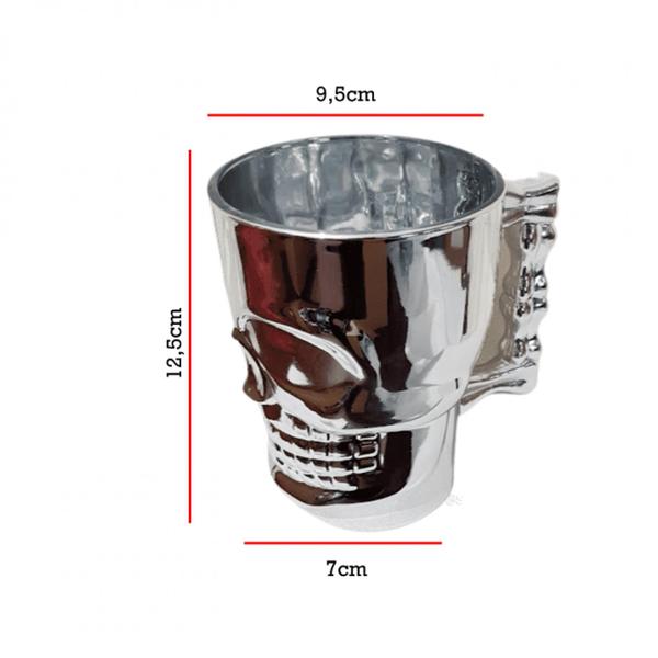 Imagem de Caneca Vidro Caveira Para Chopp Cerveja Rock Style Cinza 510ml CO1225