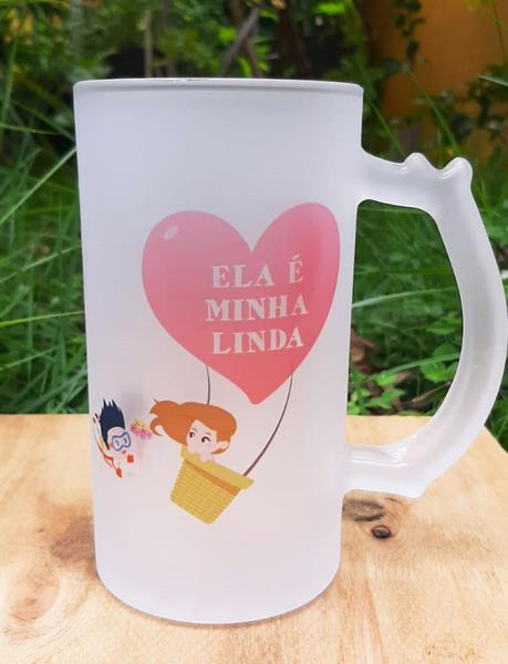 Imagem de Caneca Vidro Chopp Casal Que Bebe Junto Permanece Junto