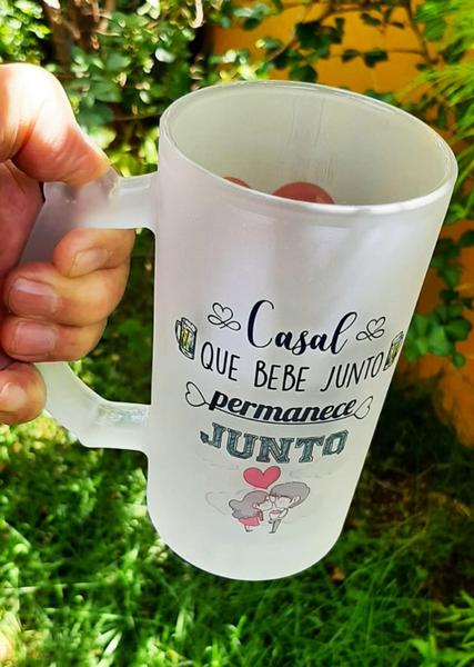 Imagem de Caneca Vidro Chopp Casal Que Bebe Junto Permanece Junto