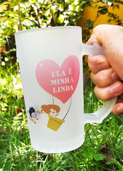 Imagem de Caneca Vidro Chopp Casal Que Bebe Junto Permanece Junto