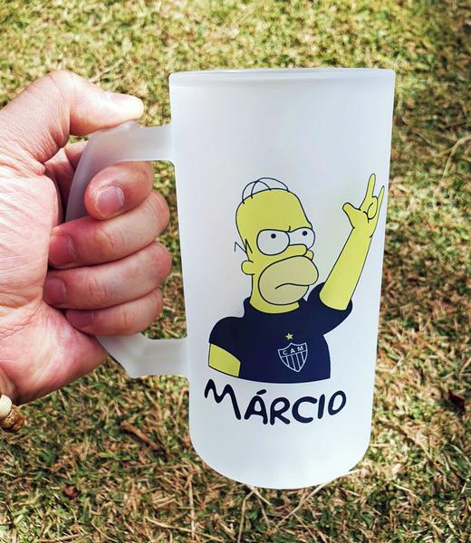 Imagem de Caneca Vidro Chopp Cerveja Homer Simpson Rock Futebol