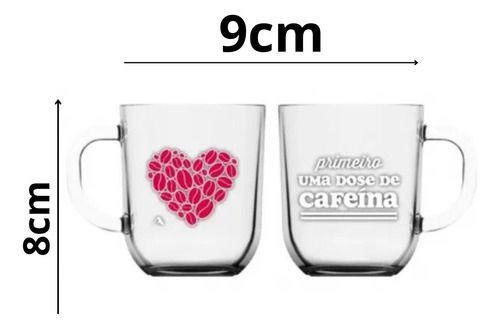 Imagem de Caneca Vidro Frase Motivacional Café Chá 300ml Dupla Xícara