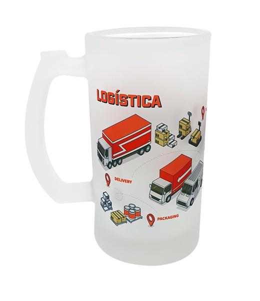 Imagem de Caneca Vidro Jateado Chopp Profissão Carreira Logística