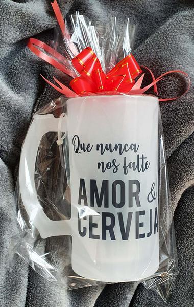 Imagem de Caneca Vidro Jateado Que Nunca Nos Falte Amor & Cerveja