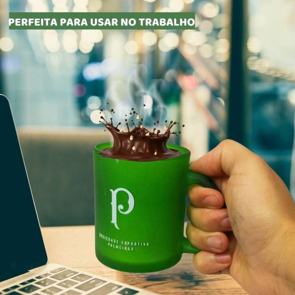 Imagem de Caneca Vidro Xícara Diamond Verde Premium 300Ml Café