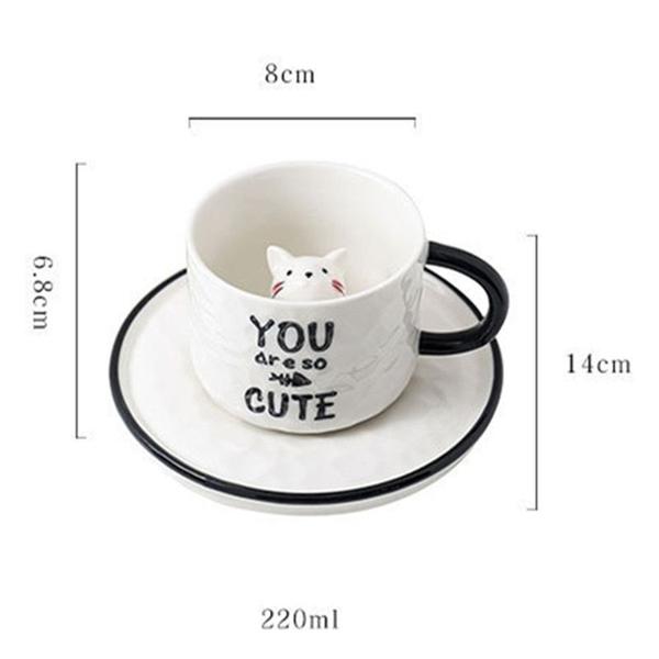 Imagem de Caneca Wokex Cute Cat Relief Ceramics com bandeja 220mL amarela