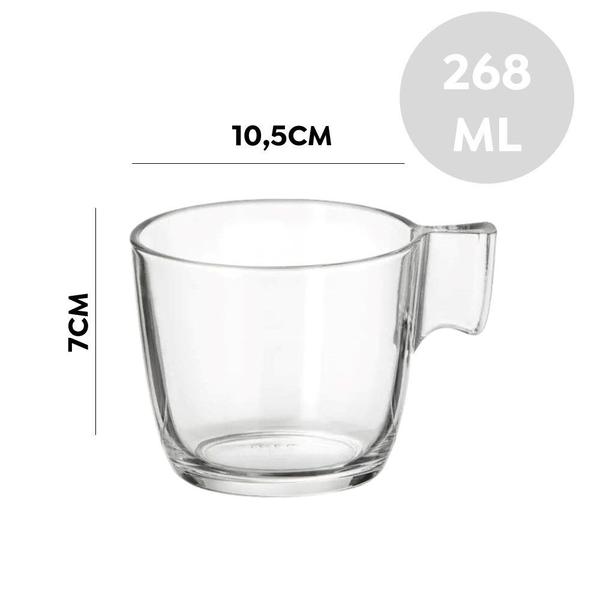 Imagem de Caneca Xícara Cappuccino Chá Vidro Novo Cristar 268ml