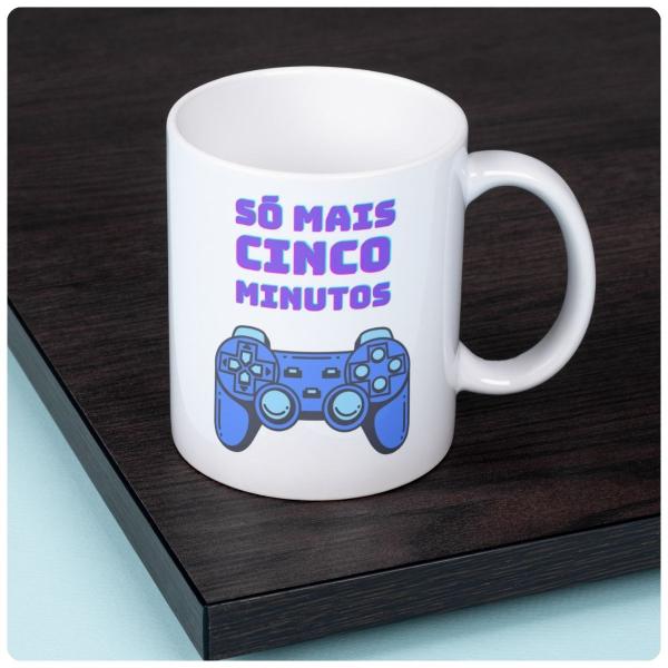 Imagem de Caneca Xicara para Café ou Chá em Porcelana Personalizada - Tema Gamer - Só Mais Cinco Minutos