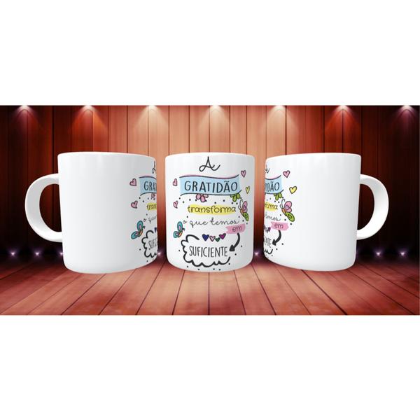 Imagem de Caneca Xícara Personalizada Gratidão Diversos Modelos  Energia Boa Inspiração Porcelana MEGA OFERTA!