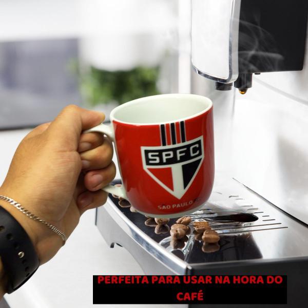 Imagem de Caneca Xicara Porcelana Premium 300ml Café Tricolor São Paulo Sigla SPFC Oficial