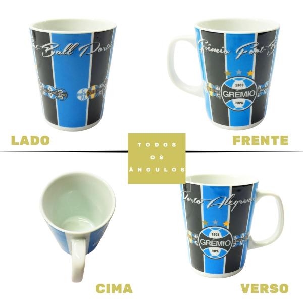 Imagem de Caneca Xícara Porcelana Refoçada Premium 260ml Azul Café Emblemas Time Grêmio Oficial