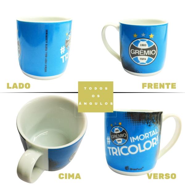 Imagem de Caneca Xícara Porcelana Reforçada 300ml Azul Café Chá Clube Time Grêmio Oficial