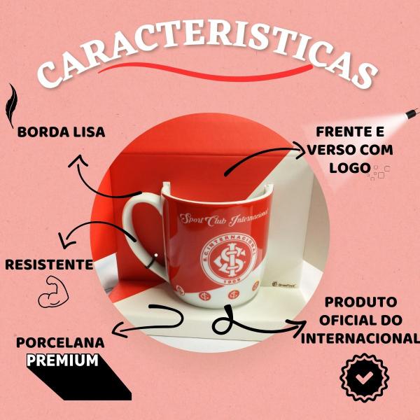 Imagem de Caneca Xícara Porcelana Reforçada 300ml Vermelha Café Chá Escudo Emblemas Time Internacional