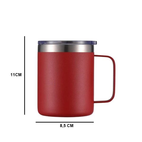 Imagem de Caneca Xícara Térmica Camada Dupla Em Aço Inox Com Tampa 350ML