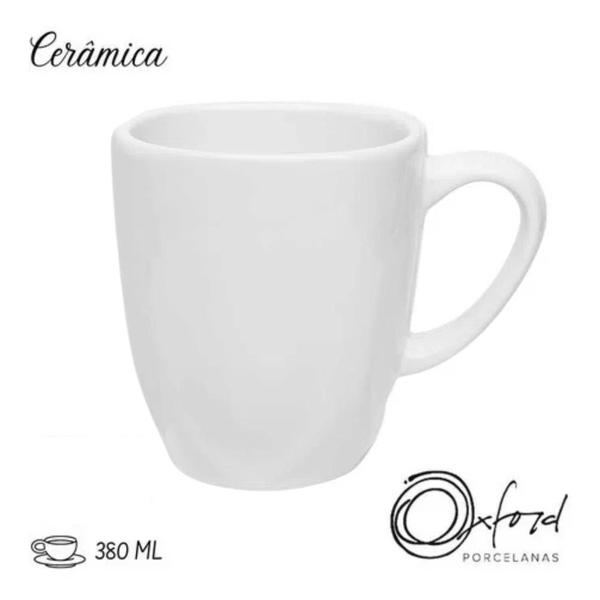 Imagem de Caneca Xicara Tulipa de Porcelana Chá Café 380ml Ryo White Oxford