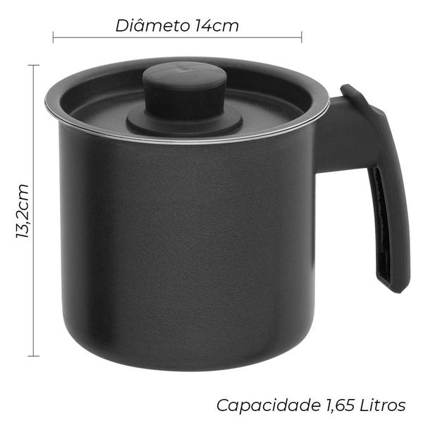 Imagem de Canecao leiteira Fervedor com Tampa Antiaderente Teflon n 14 - 1,65 Litros Aluminio