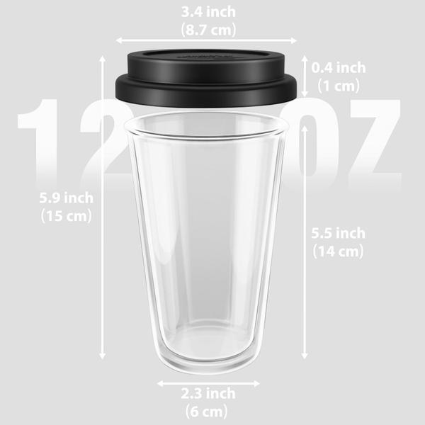 Imagem de Canecas de café Freshmage Double Walled Glass 350 ml, 2 pacotes