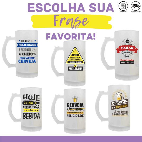 Imagem de Canecas De Vidro Cerveja chopp 500ml frase: Fui atrás da felicidade e voltei com o copo cheio de cerveja.