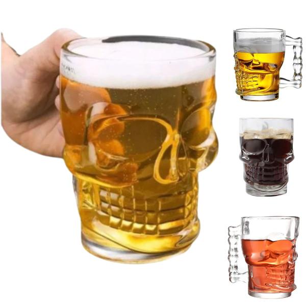 Imagem de Canecas Para Chopp Cerveja De Vidro Caveira 500ml