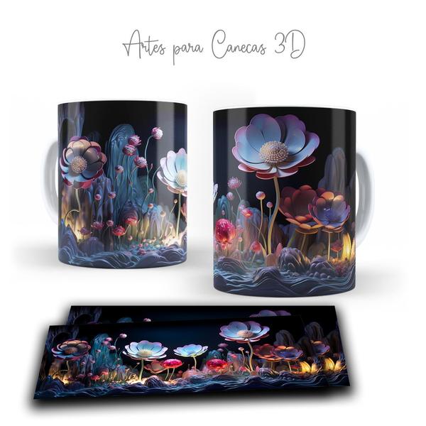 Imagem de Canecas Porcelana Tema Flores 3D