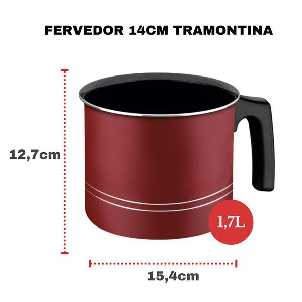 Imagem de Caneco E Panela Antiaderente 18Cm Pequena Vermelha Sicilia