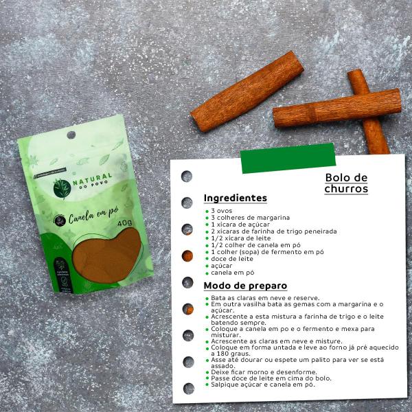 Canela em Pó Pote com Dosador Kit 4 Ingredientes Selecionados 40g Pouch - Natural do Povo Imagem de Canela em Pó Pote com Dosador Kit 4 Ingredientes Selecionados 40g Pouch