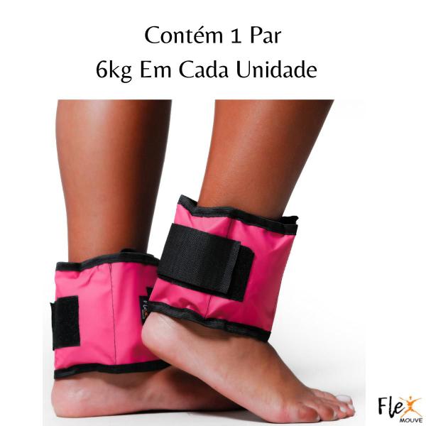 Imagem de Caneleira De Peso 6kg Par Rosa Tornozeleira Treino Exercício Exercício Funcional Fitness Academia Musculação