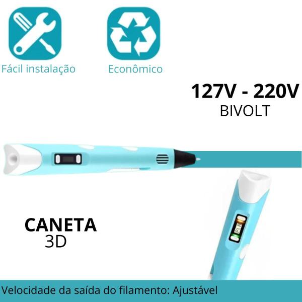 Imagem de Caneta 3d Impressão Completa Refil Criança Criativa USB